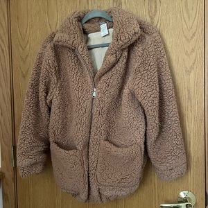 Brown Teddy Zip Up Jacket, Earthbound, Size: S